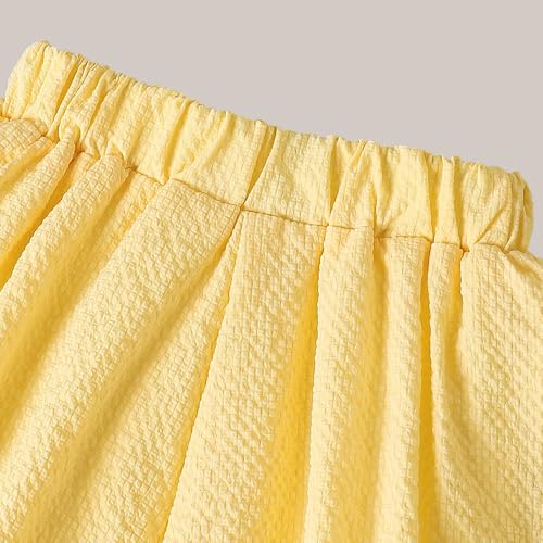 Hoscotch Girls Solid Yellow Sleeveless Short Set For Ages (5.5-6 Years)