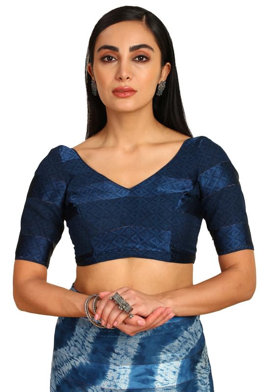 Soch Womens Blue Chiffon Ethnic Motifs Saree