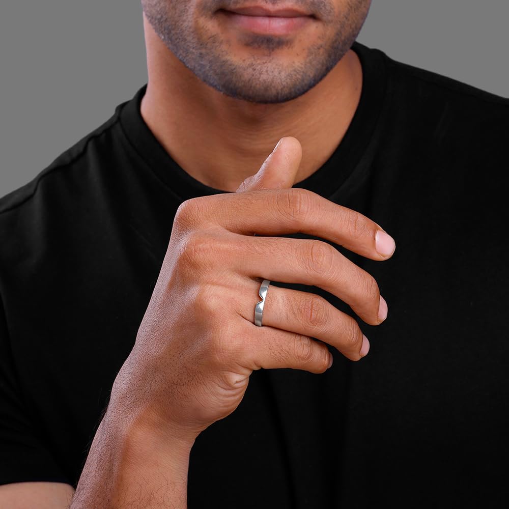 GIVA 925 Silver Classic V Ring For Him - 20, Adjustable | Gifts for Men and Boys| With Certificate of Authenticity and 925 Stamp | 6 Months Warranty