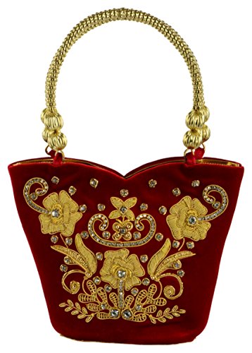 TOOBA Women's Flower Maal Daliya Hand Bag (Red, Red flower maal daliya)