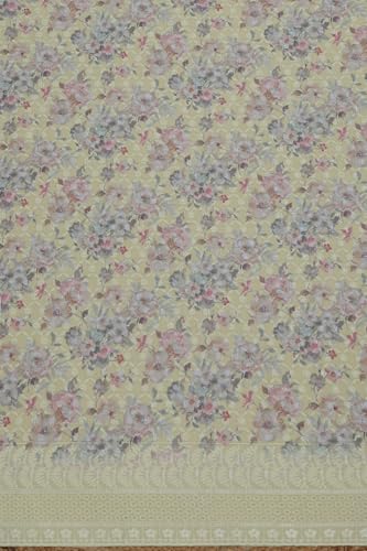 Soch Womens Light Yellow Cotton Floral Print Unstitch Dress Material With Thread Work