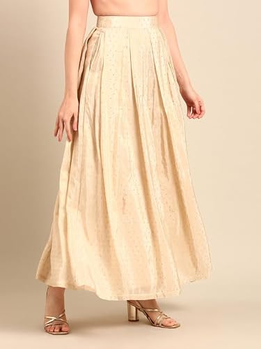 De Moza Women Skirt Woven Bottom Jacquard Polyester Offwhite