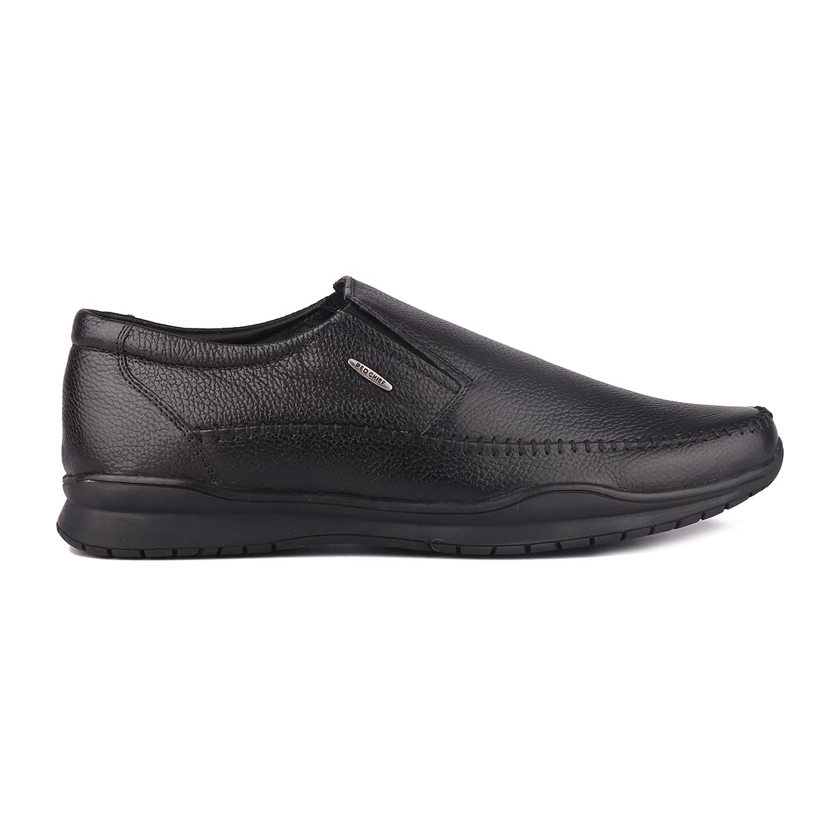 Red Chief Black Leather Formal Slip on Shoes for Men