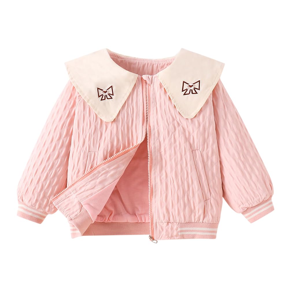 Hopscotch Girls Polyester Waist Length Jackets in Pink Color For Ages 2-3 Years