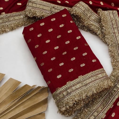 A To Z Cart Women's Malai Licraa Embellished Saree Bright Butti Maroon-FS