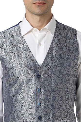 Van Heusen Men's Polyester Blend Three Piece Suit-Dress Set (VHSUWSLFV48212_Blue_46