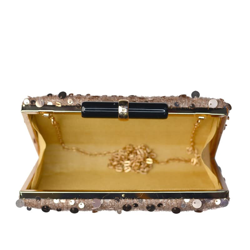 Artklim Beige With A Dazzle Of Sequin Clutch