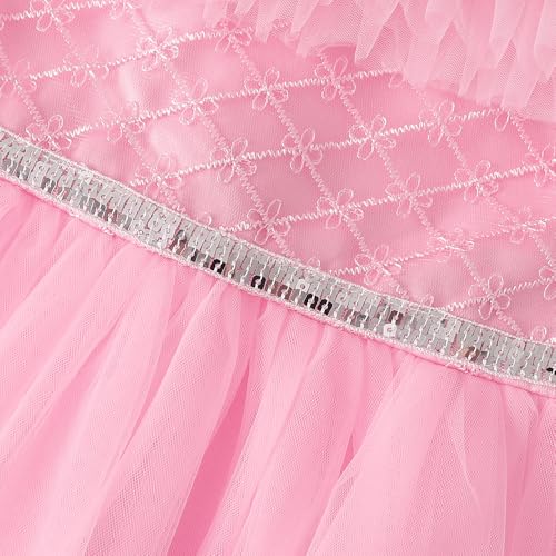 Hopscotch Girls Pink Short Sleeves Ruffle Trim Cold Shoulder Gown for Age (3-4 Years)