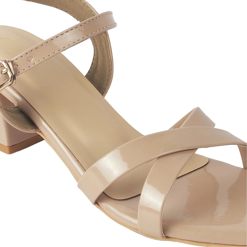 tresmode Roc Women's Beige Dress Block Heel Sandals in Size 3 UK / 36 EU