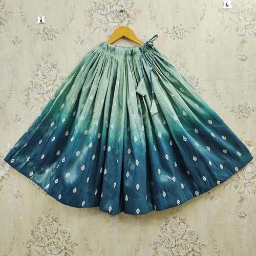 Helene Girls Ombre Lehenga Choli Set | Sleeveless V-Neck Crop Top & Flared Lehenga Skirt | Ethnic Wear for Kids | 2-8 Years Girls (Rama, 3-4 Years)