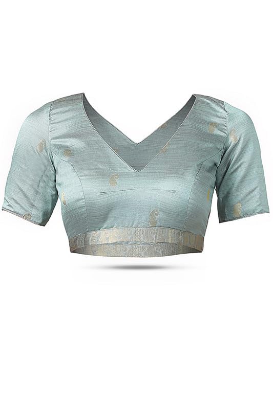 Soch Womens Powder Blue Tussar Zari Woven Saree With Tassels