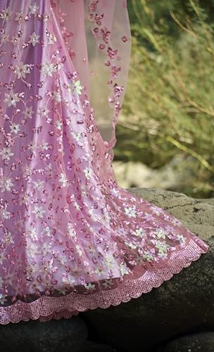 Divine Exim Women's Net Semi Stitched Lehenga Choli with Dupatta | Thread and Sequin Embroidery Pattern | Traditional, Wedding, Ethnic Wear Lehenga (Lavender)