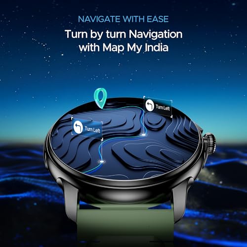 boAt Lunar Oasis w/TBT Navigation, QR Tray, Watch Face Studio, Bluetooth Calling, Emergency SOS 1.43" (3.6 cm) AMOLED Display Fitness Smart Watch for Men & Women(Olive Green)