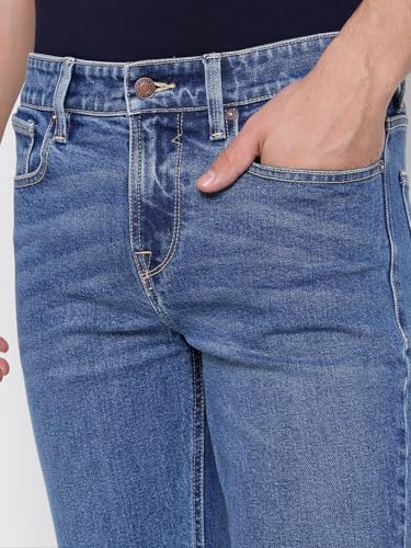 GUESS Blue Solid Mid Rise Slim Fit Denim Shorts