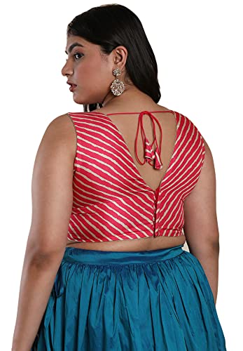 SALWAR STUDIO Women's Pink Silk Blend Readymade Saree Blouse-PLSSB00027-PINK