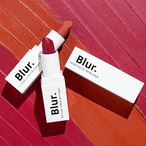 Blur India 3 in 1 Bullets For Lips + Eyes + Cheeks | Pack of 2 – Put Me On Your Lips...Not Your Lying Ex (Red) & Reminder: Adopt, Don’t Shop! (Plum)