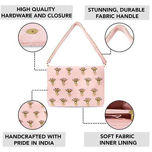 Peora Peach Clutch Purses for Women Handmade Evening Handbags Bridal Clutch(C86PCH)