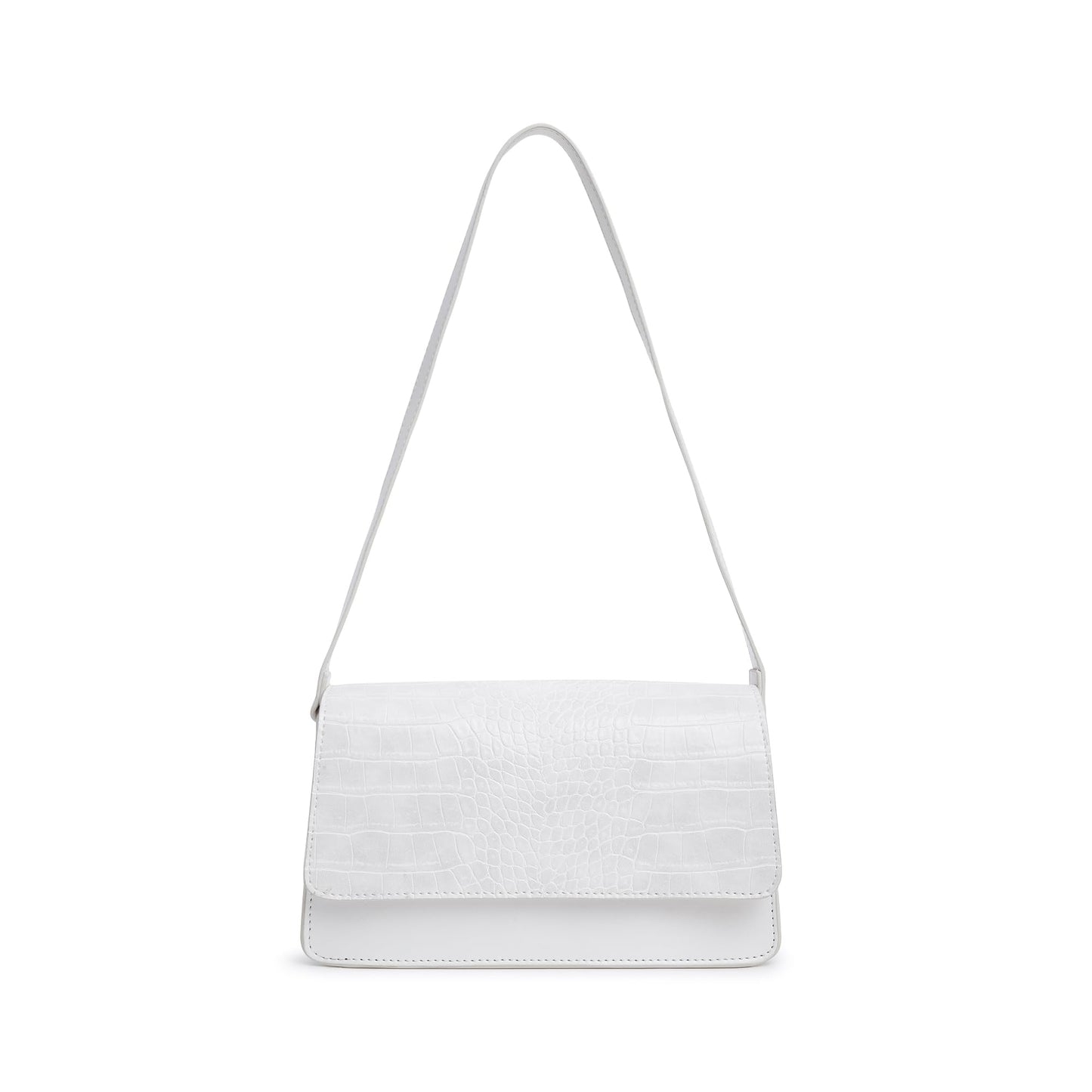 Fastrack Structured Shoulder Bag for Women | Trendy Shoulder Bag for Girls, Ladies, Women | Chic Textured Bag Made of Faux Leather (White)