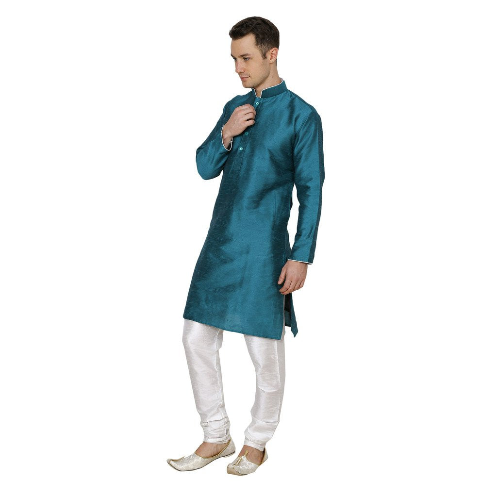 Royal Kurta Silk Blend Kurta Pyjama Green