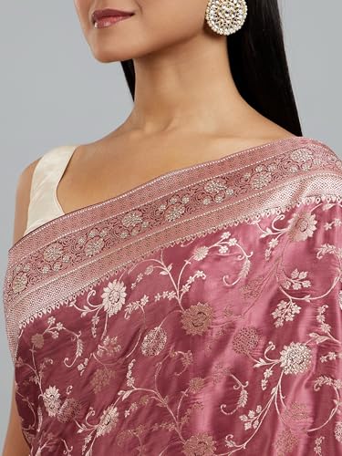 MOHEY Women's Art Silk Weave Saree with Blouse Piece(Dusty Pink)