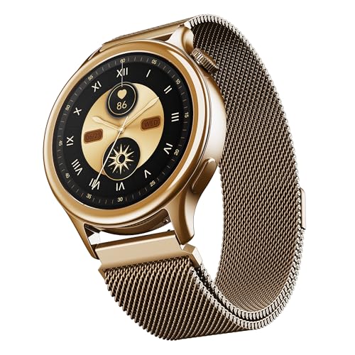boAt Enigma Daze Women's Luxury Smart Watch w/ 1.3”(3.3cm) AuraVue Display w/ 20% Higher Brightness, Emergency SOS, Female Wellness Tracking, BT Calling, smart Watch for Women Latest (Elegant Gold)