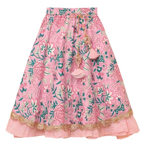 Hopscotch Girls Cotton Ethnic Sets In Pink Color For Ages 13-14 Years (0PT-4518713)