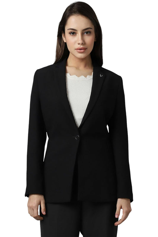Allen Solly Women's A-Line Coat (AHBZCRGF505210_Black, Single Breasted
