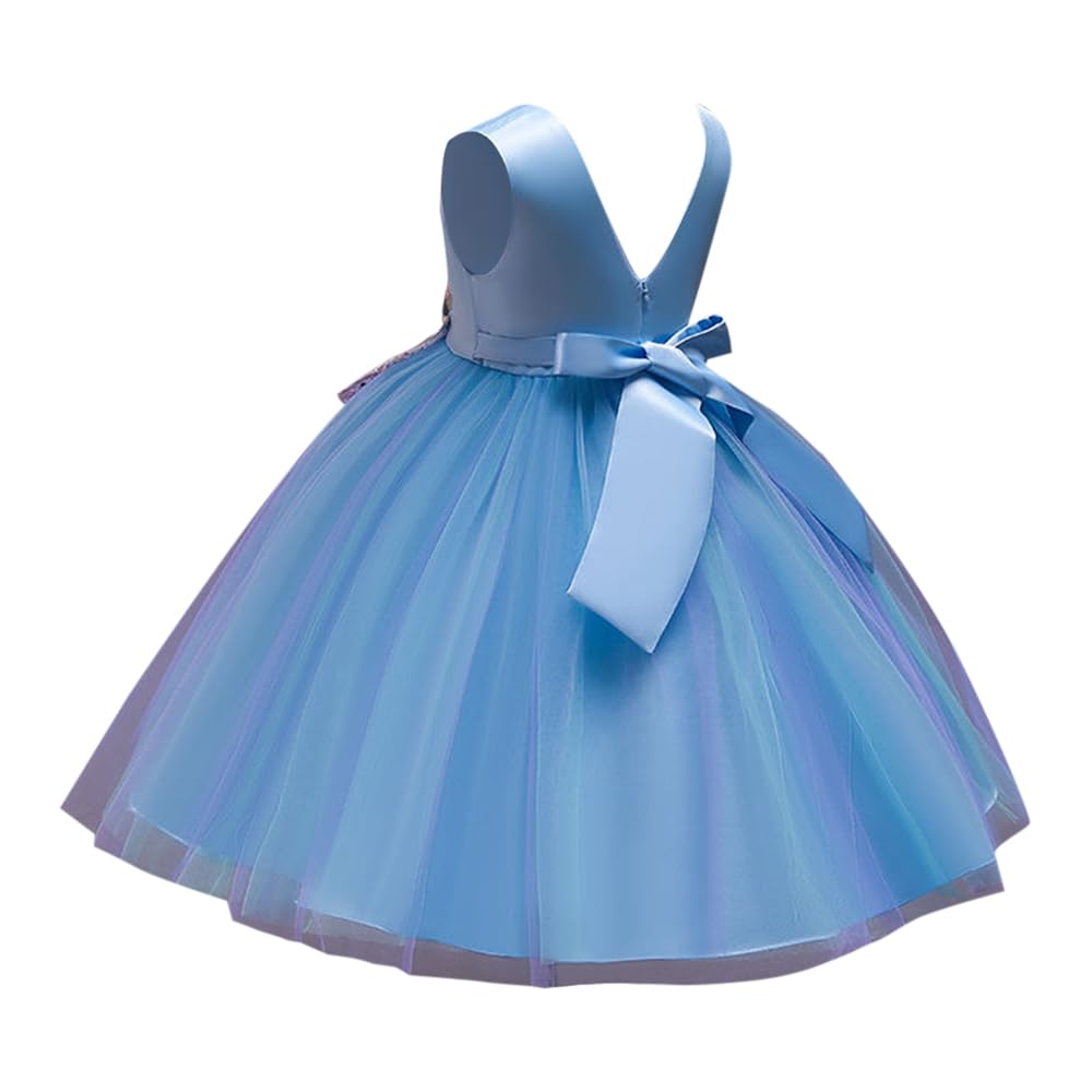 Hopscotch Girls Sleeveless Floral Applique Party Dress In Blue Color for Ages 6-7 Years Hopscotch Girls Sleeveless Floral Applique Party Dress In Blue Color for Ages 6-7 Years