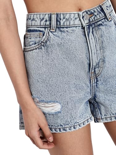 ONLY Women's Regular Fit High-Rise Blue Shorts