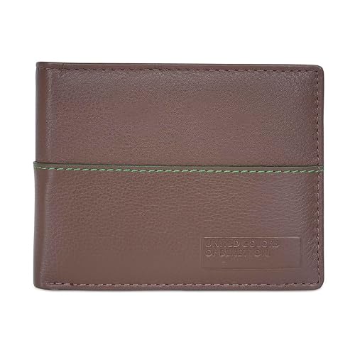 UNITED COLORS OF BENETTON Guntero Leather Passcase Wallet- Brown, No. of Card Slot : 12