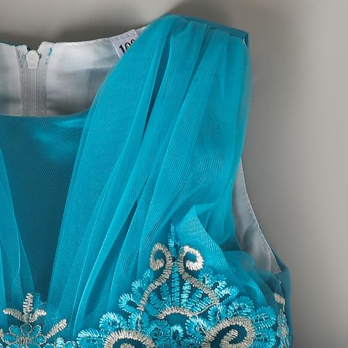 Hopscotch Hoscotch Girls Embellished Blue Sleeveless Party Dresses For Ages (18-24 Months)