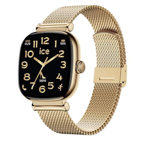 ICE-WATCH - ICE smart 2.0 Gold Milanese - Square gold smartwatch for women with stainless steel strap - 025234 (1.70 inches)