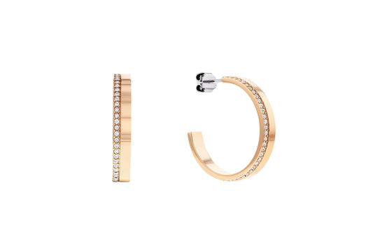 Calvin Klein Minimal Linear Family Stainless Steel & Ionic Plated Carnation Gold Steel & Crysta Women's Earrings - 35000165