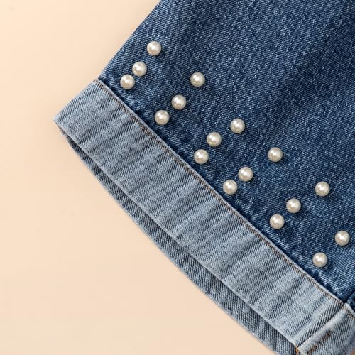 Hoscotch Girls Embellished Blue Short Sleeves Short Set For Ages (5-6 Years)