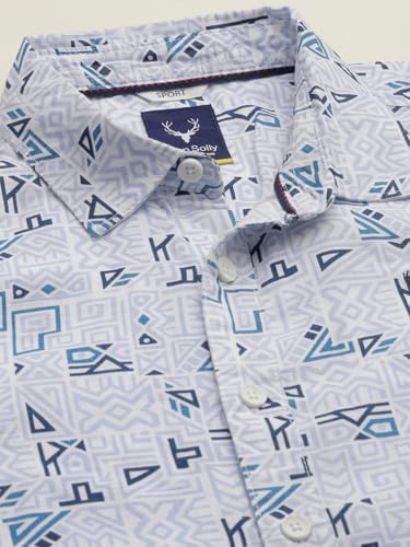 Boys Light Blue Print Casual Shirt
