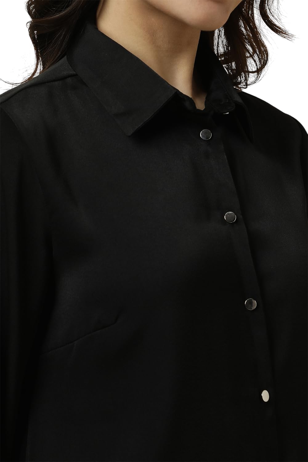 Allen Solly Women Black Solid Long Sleeves Shirt