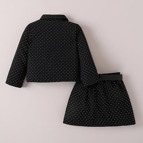 Hopscotch Girls Full Sleeves Black 2-Pc Textured Fabric Jacket & Skirt For Ages (3-4 Years)