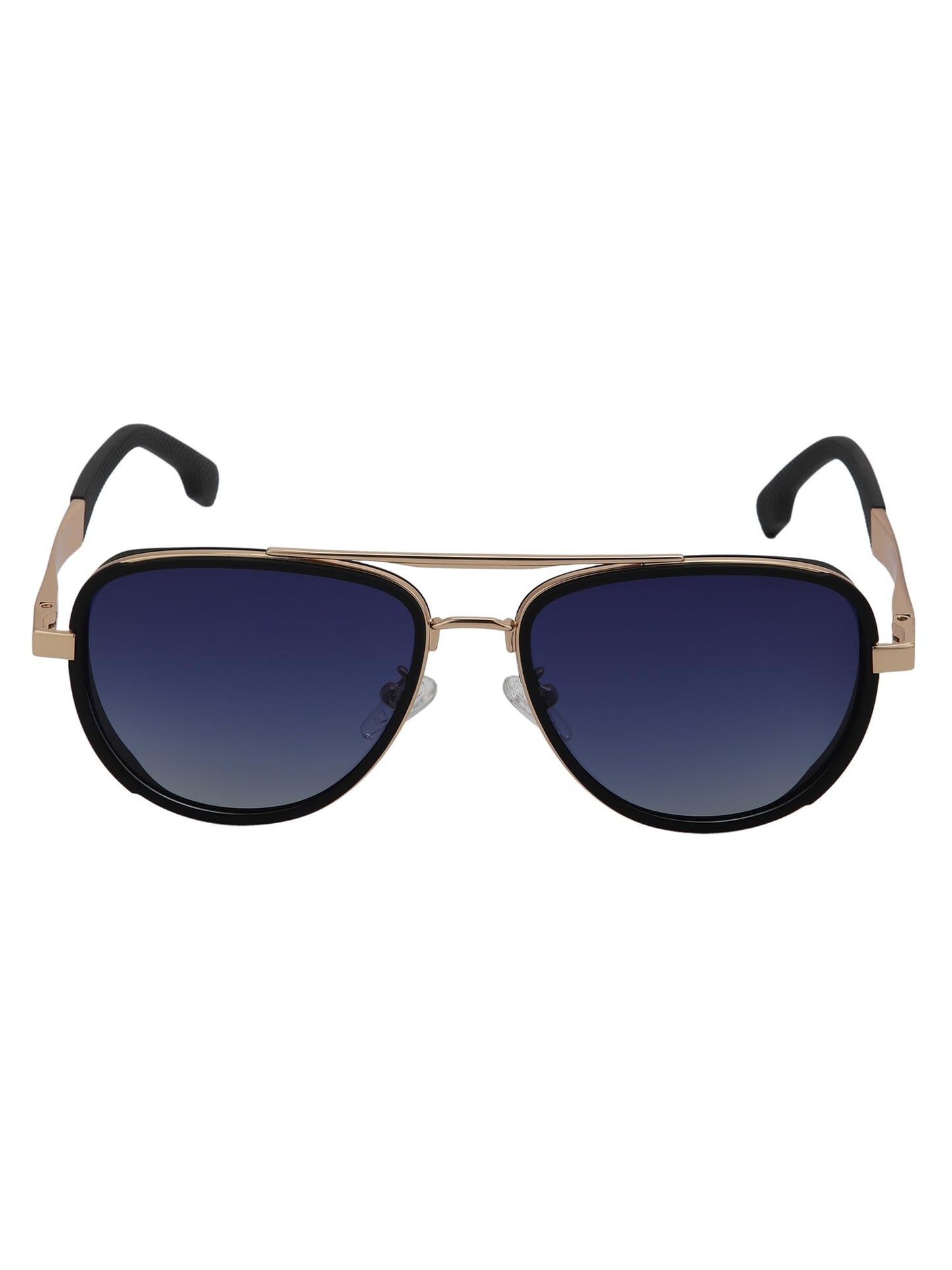 Carlton London Unisex Premium Rose Gold & Black Toned Blue UV with Polarised Lens Aviator Sunglass