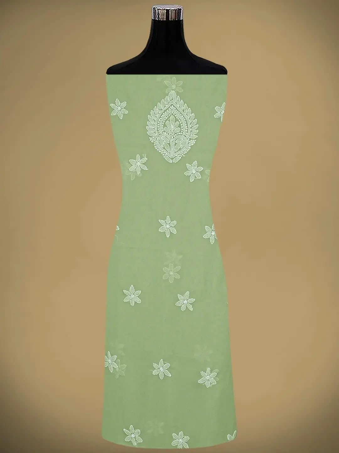 Ada Hand Embroidered Lucknowi Chikankari Unstitched Georgette Dress Material Suit Piece with Dupatta for Women 01A867806 Moss Green