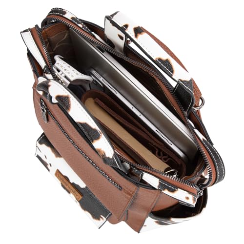 Montana West Wrangler Backpack Purse for Women Fashion Ladies Back Zip Anti Theft Convertible Backpack with Adjustable Strap, A Classic Brown-cow Print, Daypack Backpacks