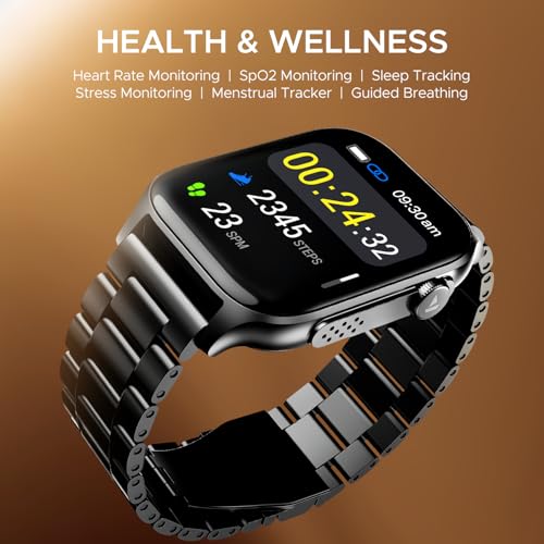 boAt Ultima Ember smartwatch with 1.96” AMOLED Display, AOD, Personalized Fitness Nudges, Functional Crown,100+ Sports Modes, Create Your Own Watchface, smartwatch for man and Woman (Steel Black)