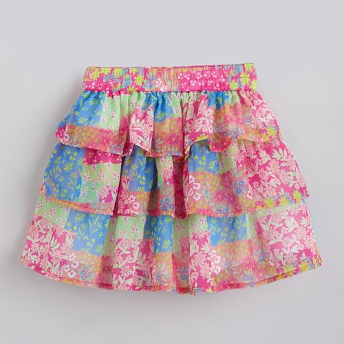 Hopscotch Girls Green Short Sleeves 2-Pc Cotton Applique Blouse And Skirt For Ages(2-3 Years)