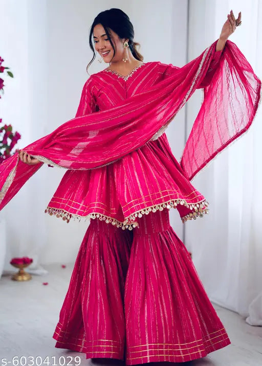 Pink sharara
