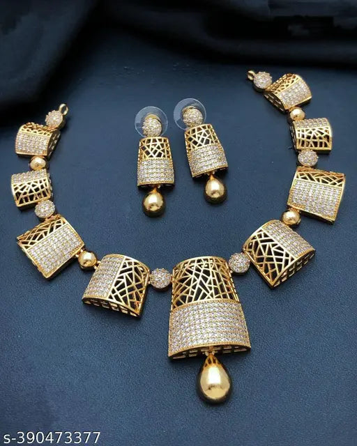 PREMIUM QUALITY MATTE FINISH AD STONE NECKLACE WITH EARRING