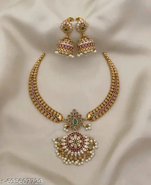 jewellery,choker,necklace,jewellery set,indian wedding jewellery set,Maangalyam/Murukku,south,indian,maharastrian,highquality set for women girls