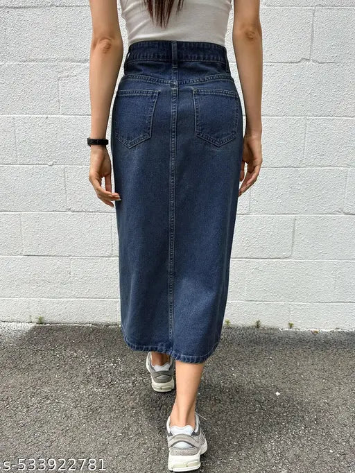 ATHLETIC denim blue long skirt