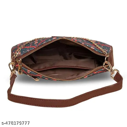 Zouk Sheesh Mahal Jaali Motif Structured Shoulder Bag