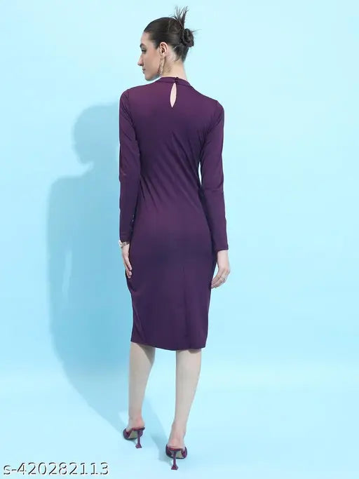 Ketch Women Purple Solid Bodycon Dress