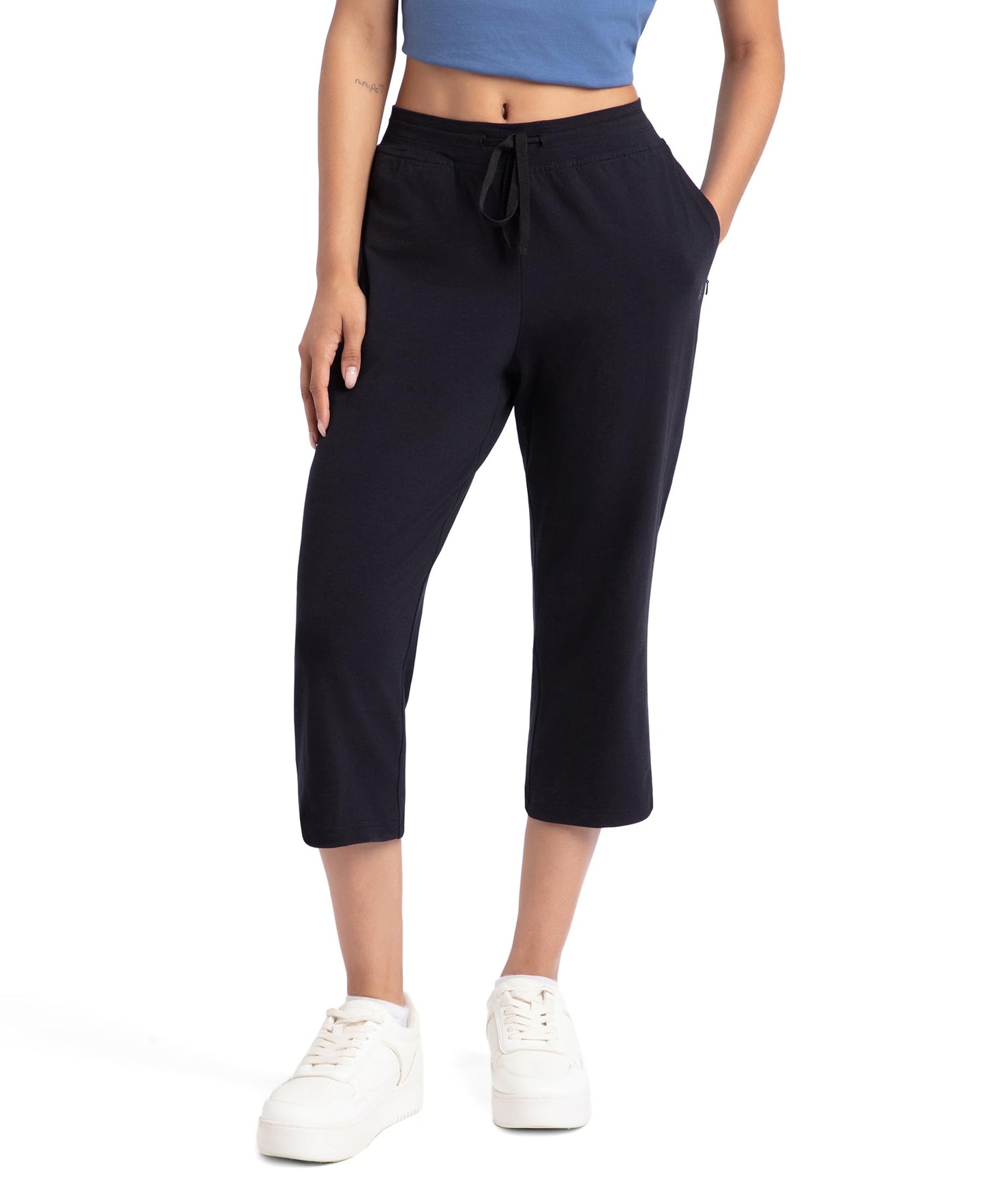Jockey Women's Regular Fit Capris (1300-0105-BLACK_S_Black_Small)