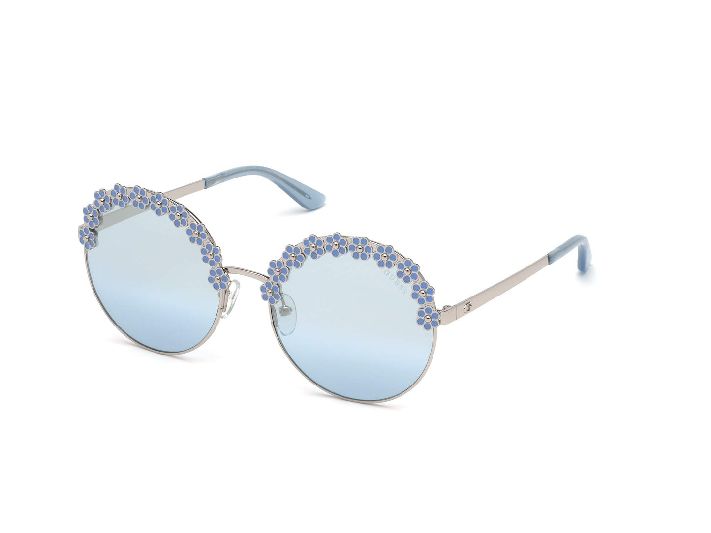 GUESS UV Protected Round Women's Sunglasses - (GU7587 59 10X|59|Blue Color Lens)